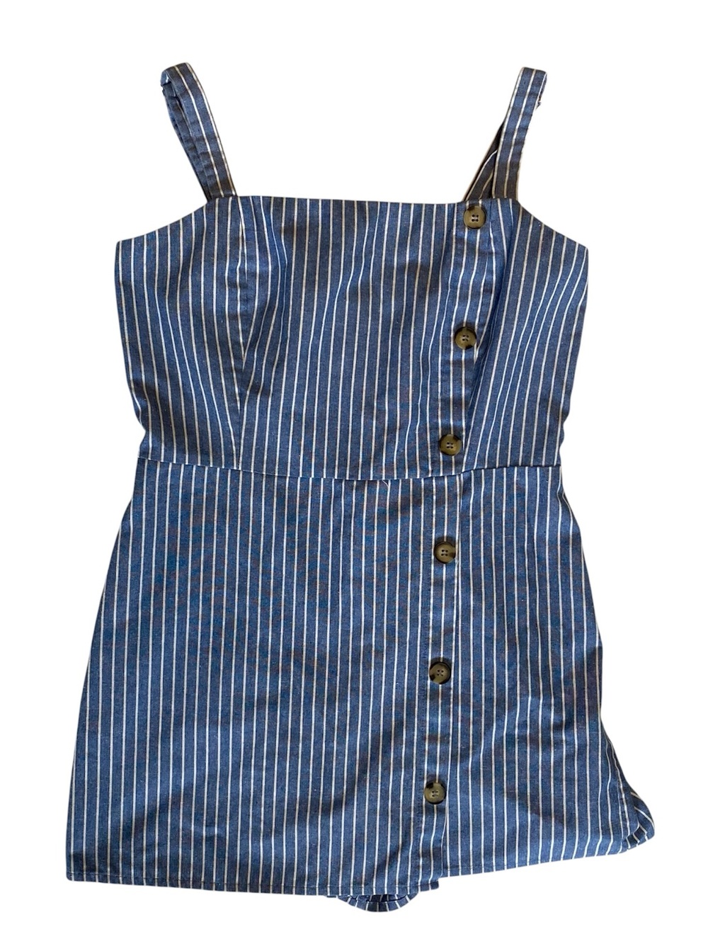 Timing Denim Pinstriped Chambray Skort Romper Size S Nautical Regatta Coastal